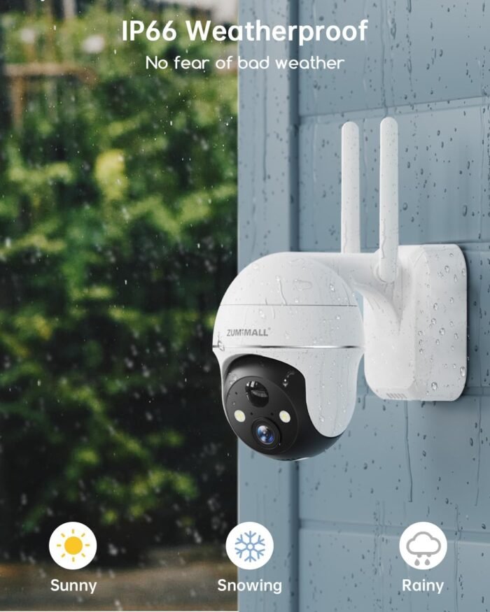 ZUMIMALL Security Cameras Wireless Outdoor WiFi with 360° PTZ, 2K Battery Cameras for Home Security Outdoor, Spotlight & Siren, 3MP Color Night Vision/2-Way Talk/IP66/Cloud/Alexa/PIR/AI - Image 8
