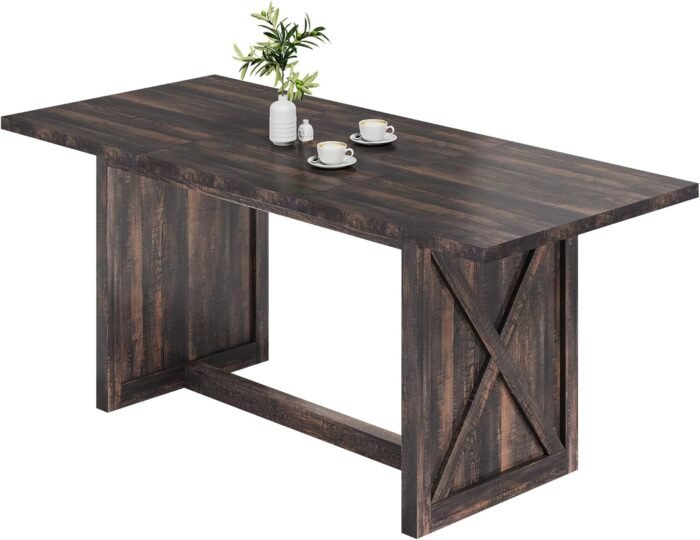 YITAHOME 71" Large Dining Table for 6 to 8 People, Rustic Farmhouse Style Dinner Table with Large Tabletop, Rectangular Wood Dining Room Table for Living Room, Kitchen, Apartment, Oak Grey - Image 7
