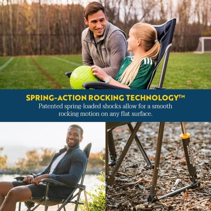 GCI OUTDOOR RoadTrip Rocker Camping Chair | Portable, Folding Rocking Chair with Solid, Durable Armrests, Drink Holder & Comfortable Extended Backrest — Indigo Blue - Image 4