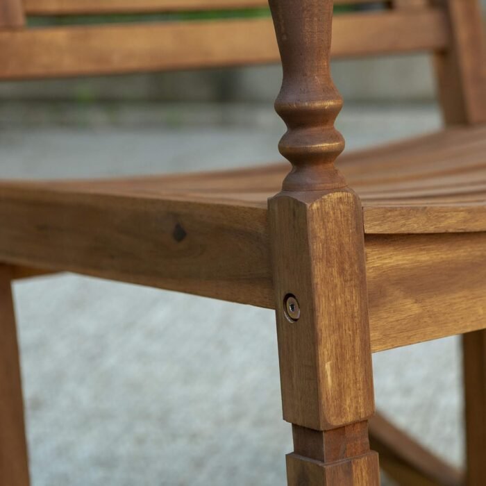 Walker Edison Montego Traditional Acacia Wood Slat Back Patio Rocking Chair, 42 Inch, Brown - Image 9