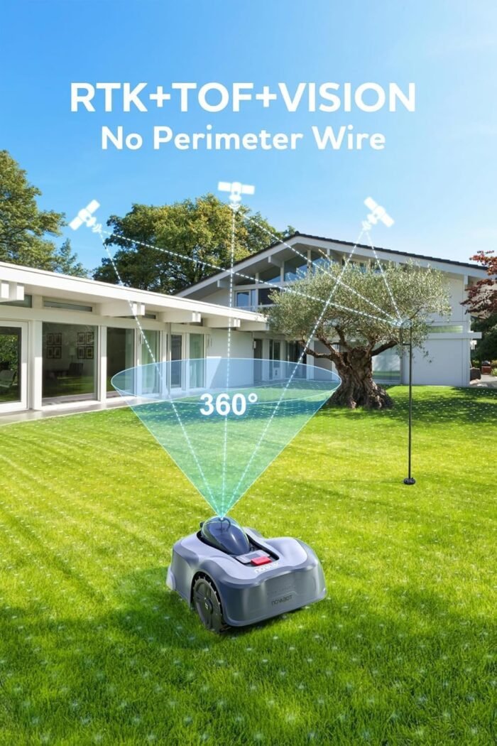 N2000 Robot Lawn Mower Perimeter Wire Free RTK,TOF,Vision Robotic Lawnmower 1.5 Acres,AI-Assisted Mapping,Virtual Boundary,Multi-Zone Management,APP Control,Cut Height 0.8"-3.5",Anti-Theft - Image 2