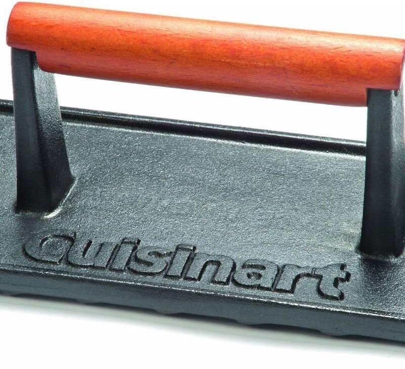 Cuisinart CGPR-221 Cast Iron Grill Press (Wood Handle), Weighs 2.1-pounds