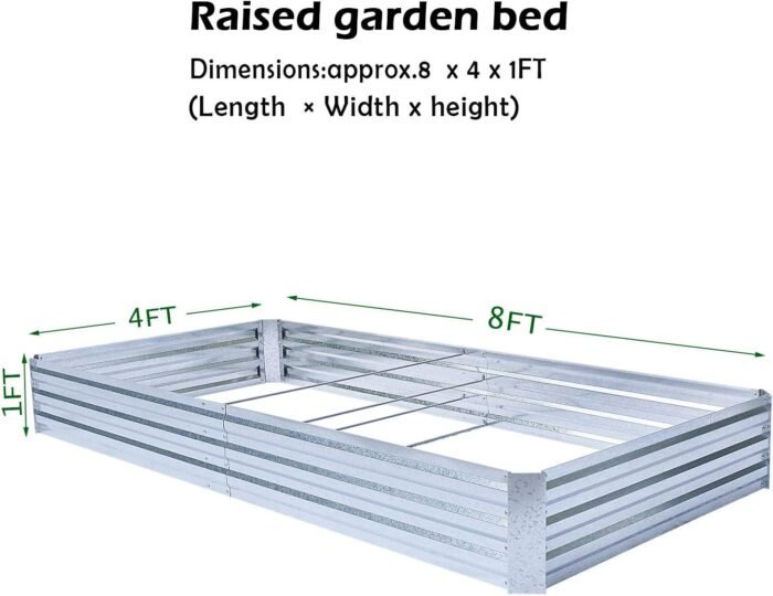 Galvanized Raised Garden Beds for Vegetables Large Metal Planter Box Steel Kit Flower Herb, 8x4x1ft - Image 2