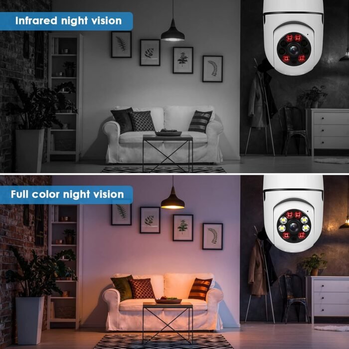 UPULTRA Light Bulb Camera Security Camera 2packs 1080P Wireless WiFi Outdoor Home IP Camera E27 360 Degree Panoramic,Motion Detection and Alarm,Two-Way Audio,Night Vision - Image 6