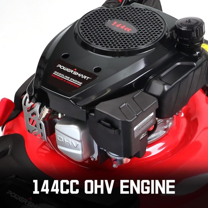 PowerSmart 21 in. Gas Lawn Mower, 144cc 2-in-1 Mulching Push Mower with 6-Positions Height Adjustment, High Rear Wheels - Image 2