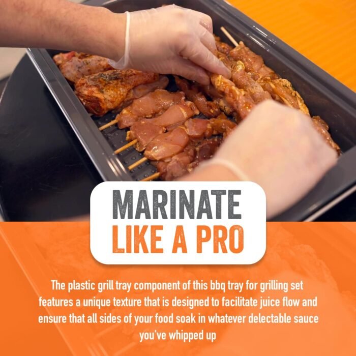 Food Prep BBQ Tray - The Yukon Glory™ Grill Prep Trays Include Plastic Marinade Container for Marinating Meat & Stainless Steel Serving Platter for All Your Grilled Barbecue - BBQ Prep 'N Serve™ Set - Image 3