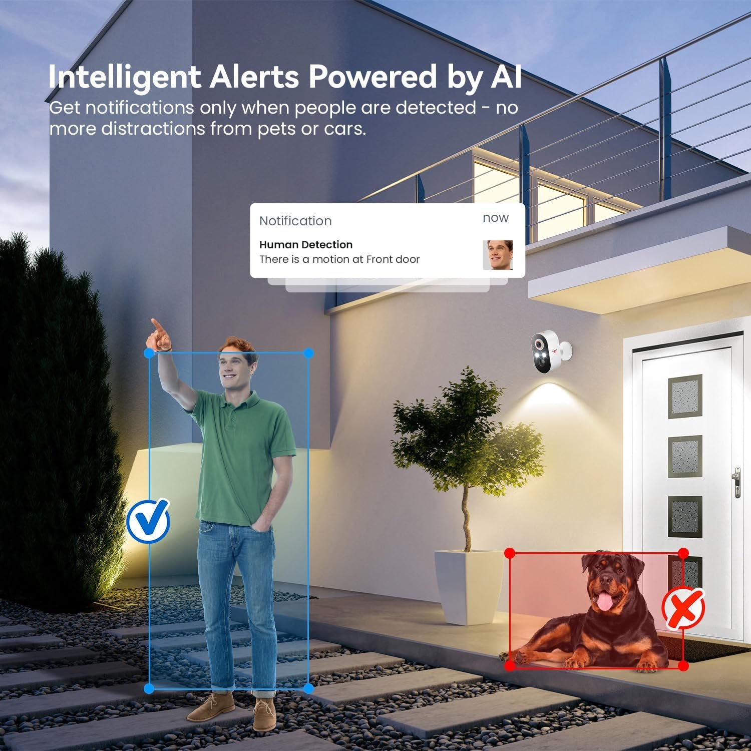 1080p Wireless Security Camera, 2.4GHz Wi-Fi, Color Night Vision, AI Human Detection, PIR Motion Detection, 2-Way Talk, Outdoor Surveillance Bullet Cam (2 Pack) - Image 3