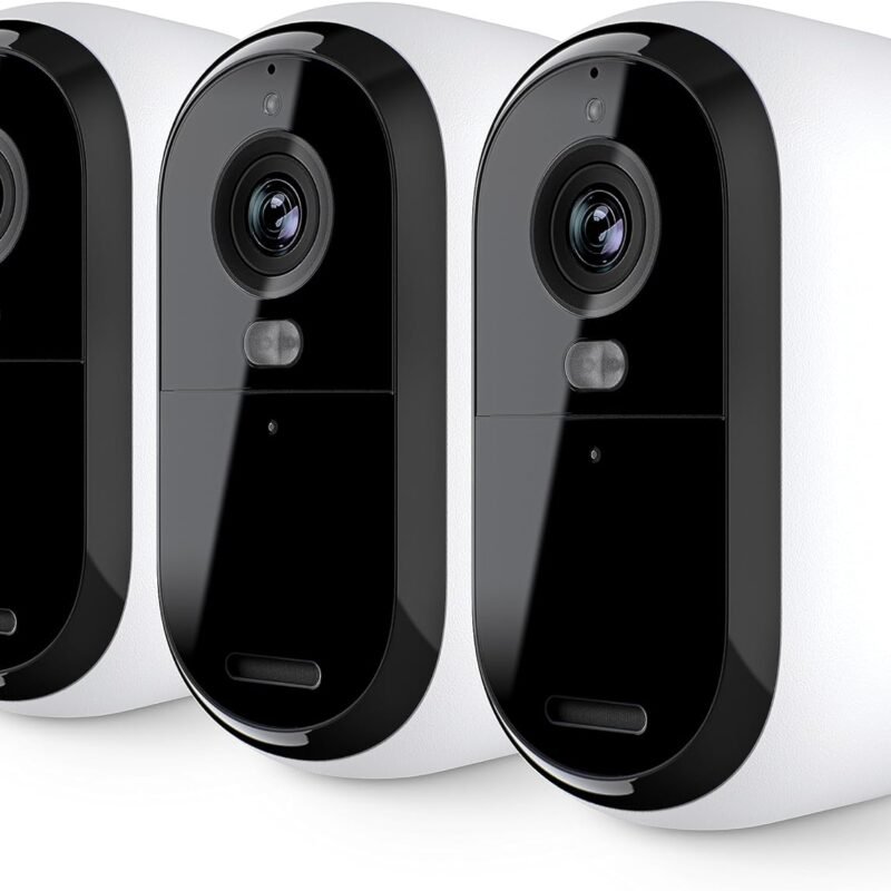 Arlo Essential Security Camera 2K | Indoor - Outdoor | 2nd Gen | Wireless with Spotlight, 2-Way Audio, Color Night Vision, Live Stream, Motion Activation, Real Time Notifications - White, 3 Cameras