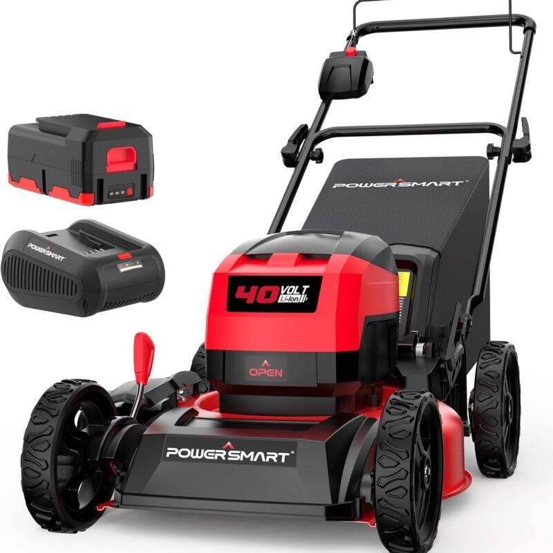 PowerSmart 40V 17" Cordless Lawn Mower, 3-in-1 Brushless Push Lawn Mower with 4.0Ah Battery & Charge