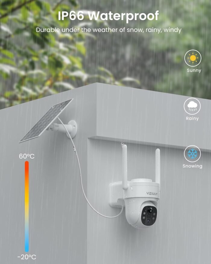 Solar Security Cameras Wireless Outdoor, 2 Pack 3MP Security Cameras Wireless Outdoor, Pan Tilt 360°WiFi Camera with Color Night Vision/PIR Sensor/2-Way Audio/Alexa/Google Assistant - Image 9