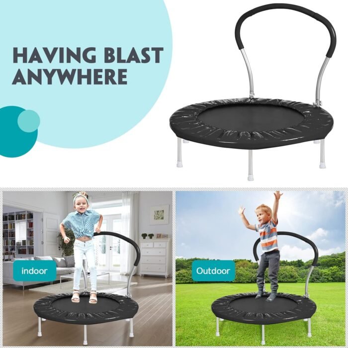 36Inch Kids Trampoline for Toddlers with Handle, Indoor Mini Trampoline for Kids, Small Rebounder Trampoline, Adult Fitness Trampoline for Indoor and Outdoor Use - Image 2