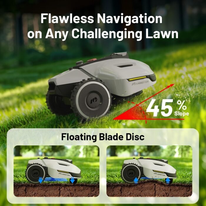 YUKA 1500 Robot Lawn Mower(2024 Version), 3D Vision Positioning & RTK Fusion Mapping System for 0.37 Acres Lawn 45% Slope, Cut Height 1.2"-4.0", Perimeter Wire Free, APP Control - Image 7
