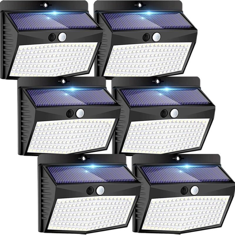 [6 Packs] Solar Outdoor Lights Motion Sensor Solar Security Lights Waterproof with 3 Lighting Modes Solar Powered Wall Lights Outside for Garden Fence Yard Deck