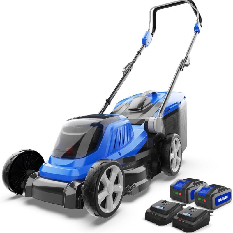 Lawn Mower 40V Brushless 16" Cordless, 5 Cutting Height Adjustments, Electric Lawn Mower, Quickly Folding Within 5’s, 20V*2 4.0AH Battery and Super Charger Included.