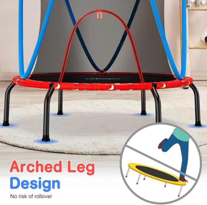 Zupapa No-Gap Design Trampoline for Kids Toddler Indoor Outdoor Small Trampolines for Baby with net Basketball Hoop for Age 2-5, 54'' 66'' - Image 6