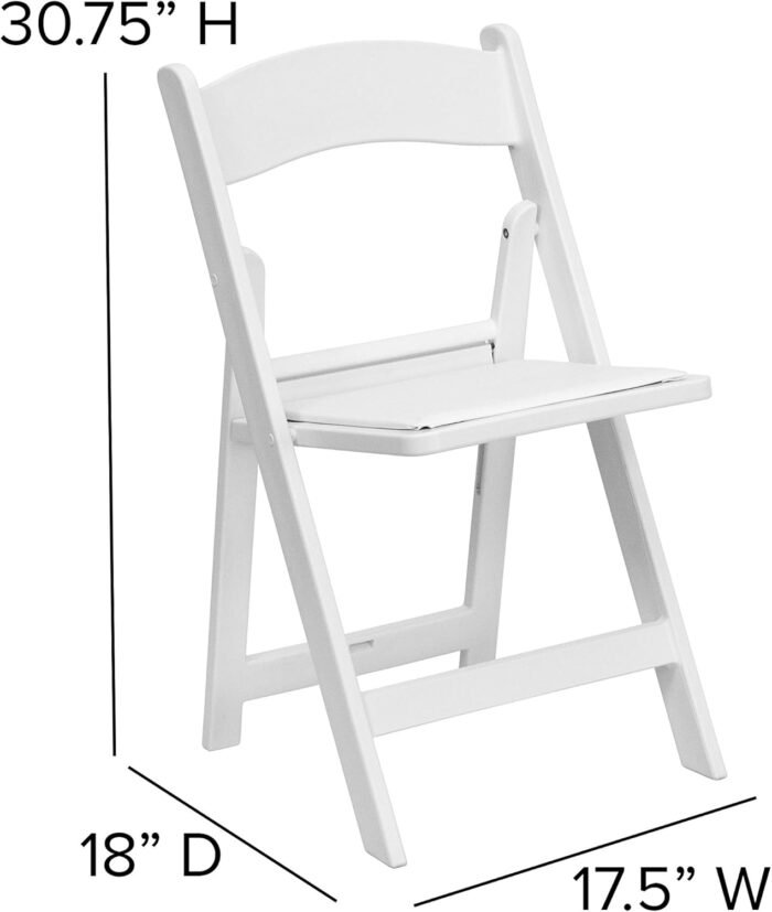 Flash Furniture Hercules Series Folding Chair - White Resin - Set of 4 800LB Weight Capacity Comfortable Event Chair - Light Weight Folding Chair - Image 3