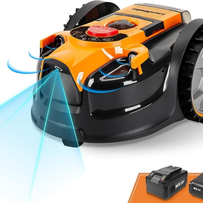 LawnMaster OcuMow™ Perimeter Wire Free Robot Lawn Mower Cuts Small Lawns 1500-2000 Square Feet with Optical Navigation, Obstacle Avoidance, Low Noise and No Go Function