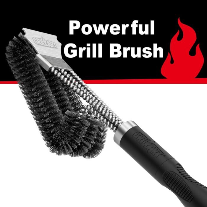 GRILLART Grill Brush and Scraper, Extra Strong BBQ Cleaner Accessories, Safe Wire Bristles Barbecue Triple Scrubbers Cleaning Brush for Gas/Charcoal Grilling Grates, Wizard Tool BR-8115 - Image 3