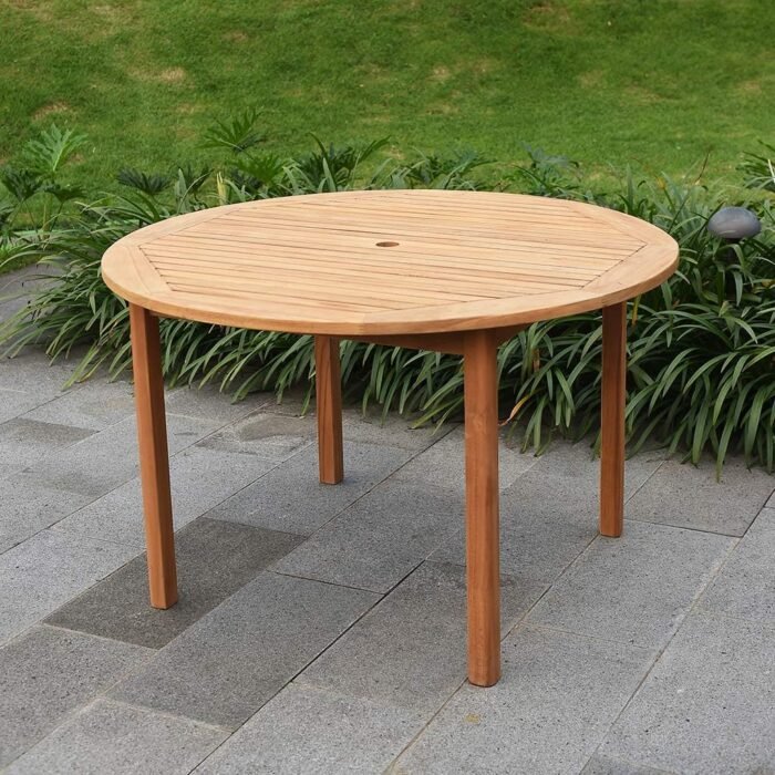 Cambridge Casual Sydney Teak Wood 5 Piece Outdoor Dining Set with Round Dining Table - Image 8