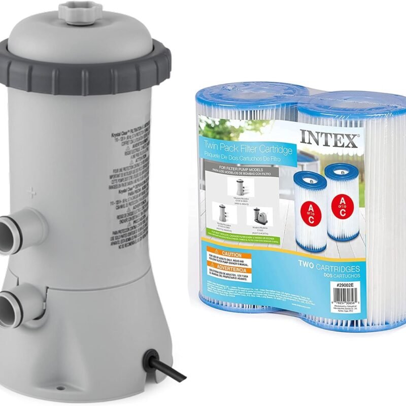 Intex 530 GPH Easy Set Pool Filter Pump System for Above Ground Swimming Pools with GFCI and Type A or C Filter Cartridge Replacements (2 Pack)