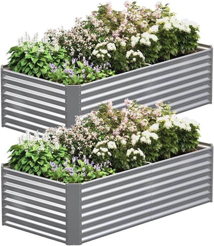 2 Pack Galvanized Raised Garden Bed Outdoor, Metal Garden Bed for Vegetables, Above Ground Garden Box for Flower, Steel Raised Beds for Gardening - 50"x20"