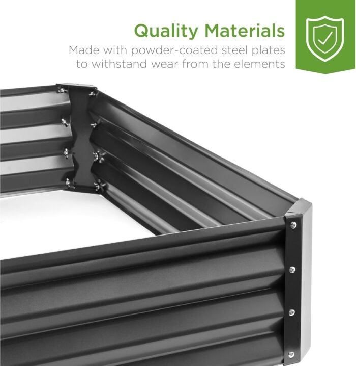 Best Choice Products 6x3x1ft Outdoor Metal Raised Garden Bed Box Vegetable Planter for Vegetables, Flowers, Herbs, and Succulents - Dark Gray - Image 3