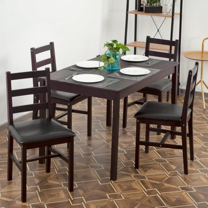 FDW Kitchen Table and Chairs for 4 Dining Room Table Set,Wood Elegant Kitchen Sets for Small Space,Dark Brown - Image 8