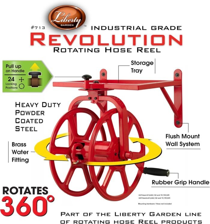 Liberty GARDEN 713 Revolution Multi-Directional Garden Hose Reel, Red - Image 2