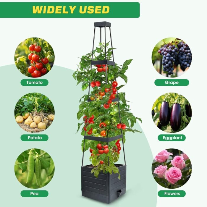 2Pack Raised Garden Bed Planter Box with Trellis, 57" Self-Watering Tomato Cage Planters for Climbing Plants Vegetable Vine Flowers Outdoor & Indoor (57x9.8x9.8IN) - Image 6
