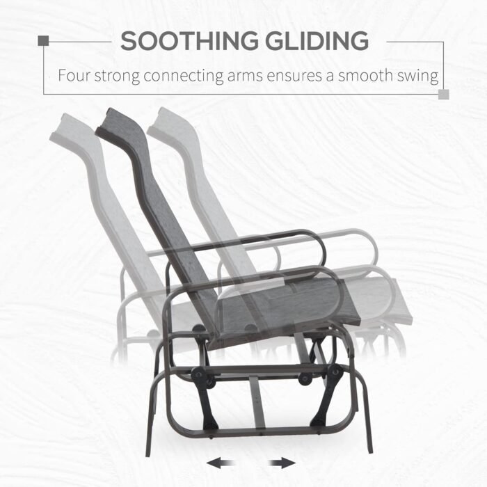 Outsunny Outdoor Glider Chair, Gliders for Outside Patio with Smooth Rocking Mechanism and Lightweight Construction for Backyard, Gray - Image 4
