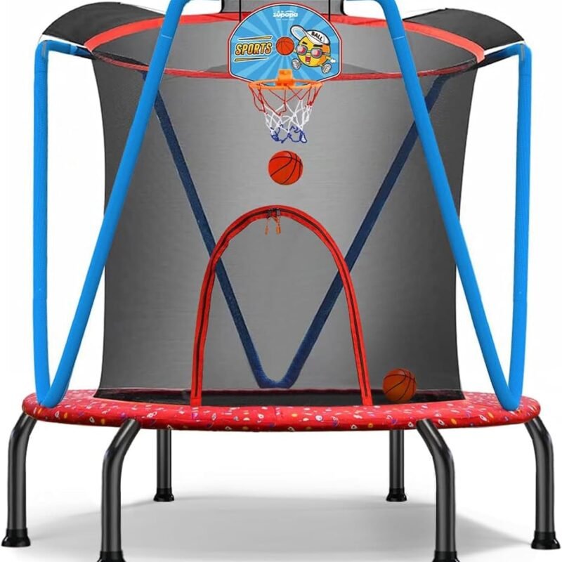 Zupapa No-Gap Design Trampoline for Kids Toddler Indoor Outdoor Small Trampolines for Baby with net Basketball Hoop for Age 2-5, 54'' 66''