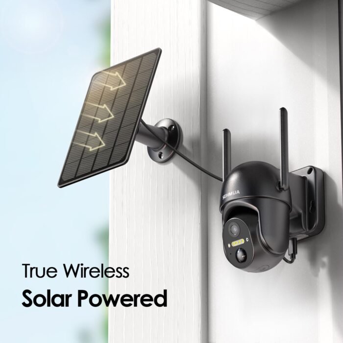 SEHMUA Solar Security Cameras Wireless Outdoor, 2K 360° View Battery Powered Outdoor Camera, WiFi Home Security with Spotlight Color Night Vision, PIR Sensor - Image 2