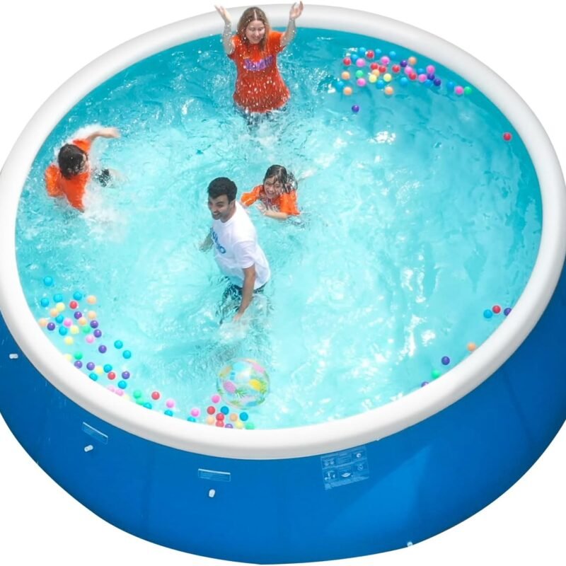 12ft x 33in Round Inflatable Above Ground Swimming Pool Fast Easy to Set Up Blow Up Pool for Summer Outdoor Garden Backyard Childen Adults