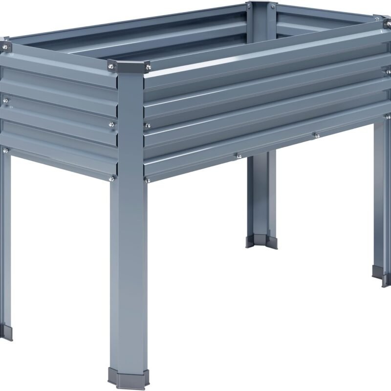 Galvanized Raised Garden Bed with Legs,2PCS 48×18×30in Elevated Planter Box for Backyard,Outdoor Garden, Patio, Balcony, 300lb Capacity,Grey