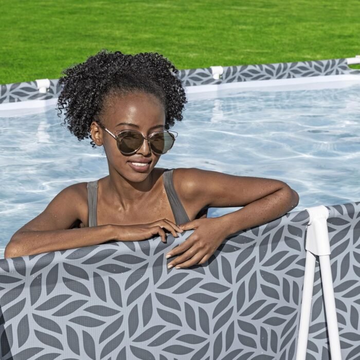 Bestway Steel Pro 12' x 6' 7" x 26" Rectangle Above Ground Outdoor Swimming Pool Set with DuraPlus Liner and FrameLink System, Gray - Image 9