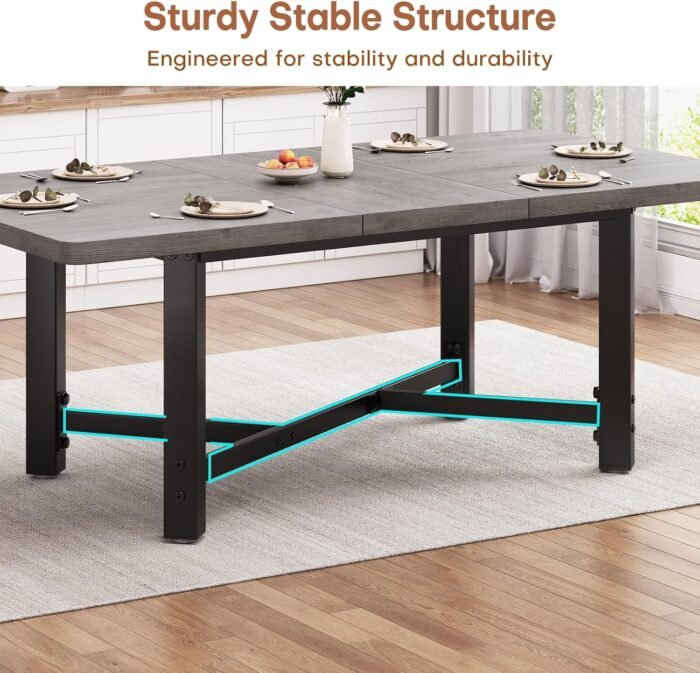 Dining Table Set for 4-6, Extendable Dining Room Table, Kitchen Table, Dining Room Table for 6, Dinner Table, Space Saving Wood Kitchen&Dining Room Tables Furniture for Small Space (Grey) - Image 5