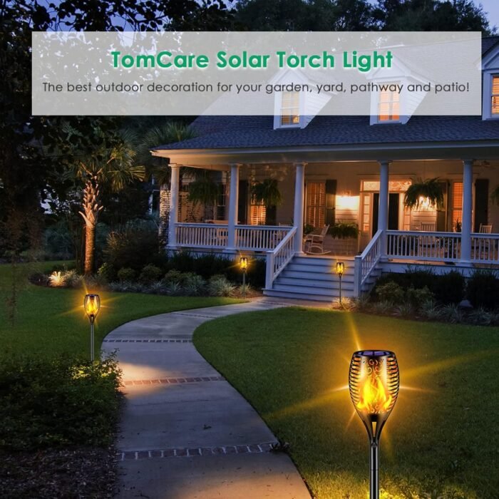 TomCare Solar Lights Outdoor 99 LED Higher & Larger Flickering Flame Solar Torch Lights 43" Waterproof Outdoor Lighting Solar Powered Pathway Lights for Garden Patio Yard, 4Pack - Image 7