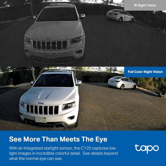 Tapo TP-Link 2K QHD Security Camera, Indoor/Outdoor, 𝟮𝟬𝟮𝟰 𝗣𝗖𝗠𝗮𝗴 𝗘𝗱𝗶𝘁𝗼𝗿'𝘀 𝗖𝗵𝗼𝗶𝗰𝗲, Color Night Vision, Free Person/Pet/Vehicle Detection, Invisible IR Mode, SD Storage, C120 - Image 4