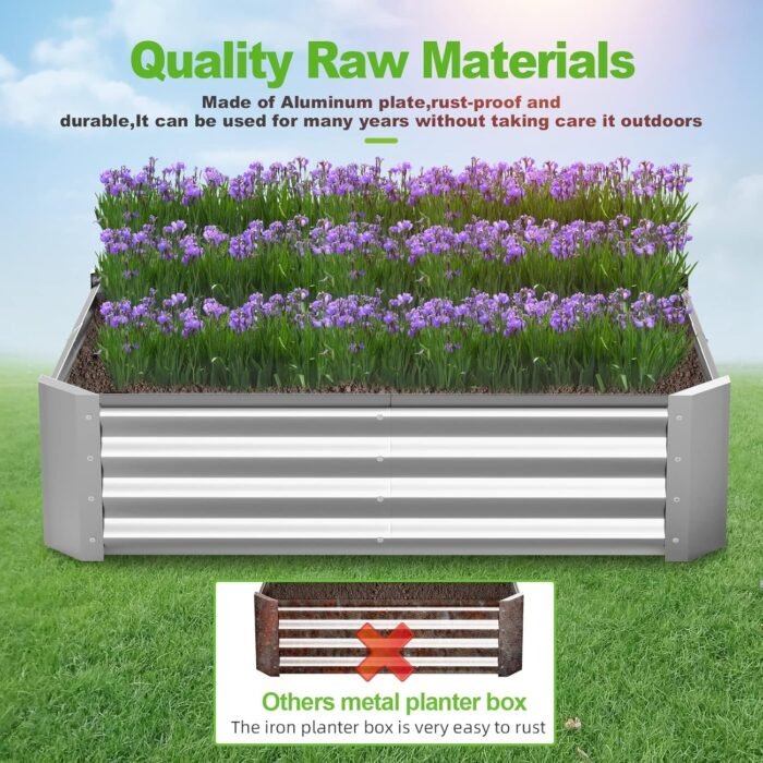 Raised Garden Bed Outdoor Aluminum Planter Box Kit for Vegetables Flower Herb, 2 Sets, 38x38x12 in - Image 3