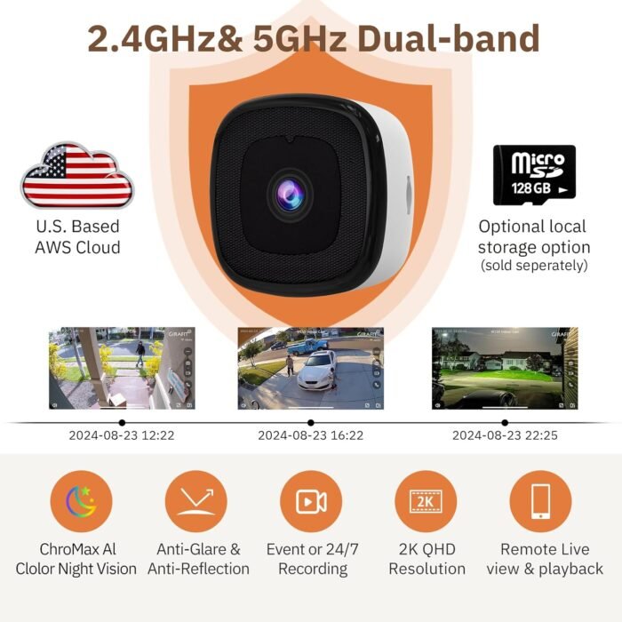 3MP 2K Window Camera,2.4GHz & 5GHz WiFi Indoor Cameras for Home Security with ChroMax Al Color Night Vision,Person & Motion Detection,24/7 Recording,Easy & Quick Install - Image 4