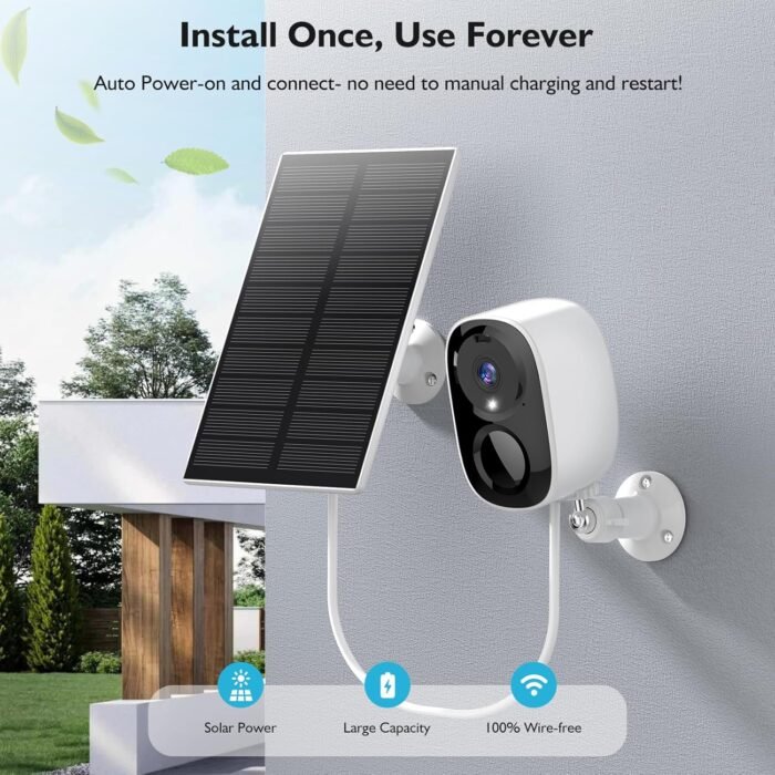 HAWKRAY Solar Security Cameras Outdoor, 2K Battery Powered WiFi Bluetooth Surveillance Wireless Outdoor Cameras for Home Security System, Night Vision, Motion Detection, 2-Way-Talk, IP65 Weatherproof - Image 3
