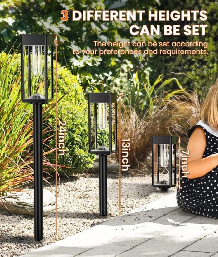 Solar Pathway Lights Outdoor,8 Pack Bright Solar Lights Outdoor,IP65 Waterproof Solar Garden Lights Solar Powered Landscape Lighting for Yard Patio Walkway Driveway Pathway (Warm White) - Image 6
