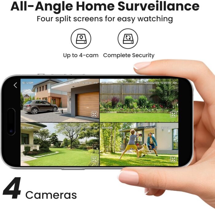 SOLIOM- 5MP Security Cameras Wireless Outdoor, No Subscription,4-Cam Pack, Solar Powered Home Security Camera with 360° Auto Tracking, Pan & Tilt, 3K Color Night Vision,5G & 2.4G Router Compatible - Image 7