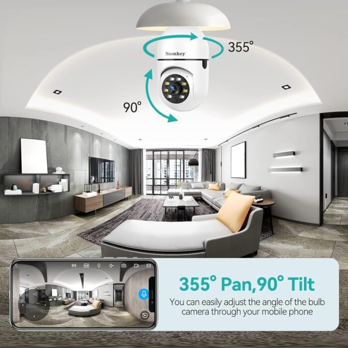 2K/3MP Light Bulb Security Camera 2 Pack Alexa Home 360° Wireless Security Camera Outdoor, Motion Tracking Detection Alarm,Color Night Vision - Image 5
