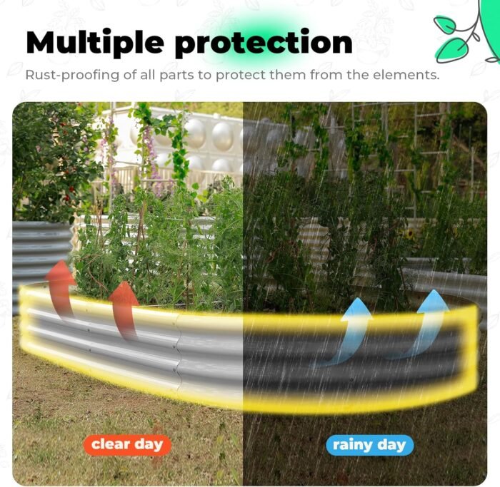 Galvanized Raised Garden Bed Kit, Oval Large Metal Planter Box, Sturdy and Durable, Garden Boxes Outdoor Raised for Vegetables, Fruits, Flowers and Herbs, 4x2x1ft (Silver) - Image 6