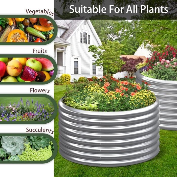 3 Pack 3x3x2FT Round Galvanized Raised Garden Bed Outdoor,Metal Garden Bed for Vegetables,Steel Raised Beds for Gardening,Above Ground Garden Box for Flower - Image 5