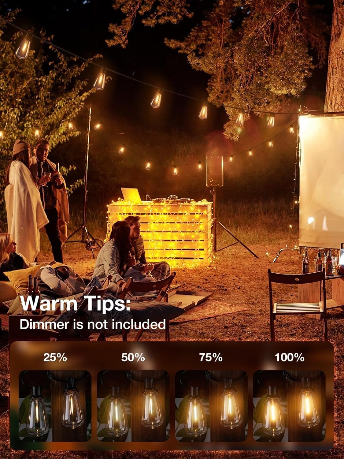 addlon 150 FT (3x50FT) Outdoor String Lights,Waterproof Patio Lights ETL Listed with 45+3 Shatterproof Dimmable ST38 LED Bulbs,2200K Connectable Outdoor Lighting for Backyard Bistro Garden - Image 5