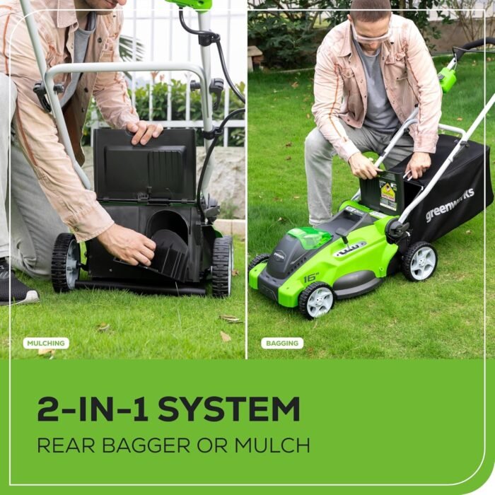 Greenworks 40V 16" Cordless (Push) Lawn Mower (75+ Compatible Tools), 4.0Ah Battery and Charger Included - Image 7