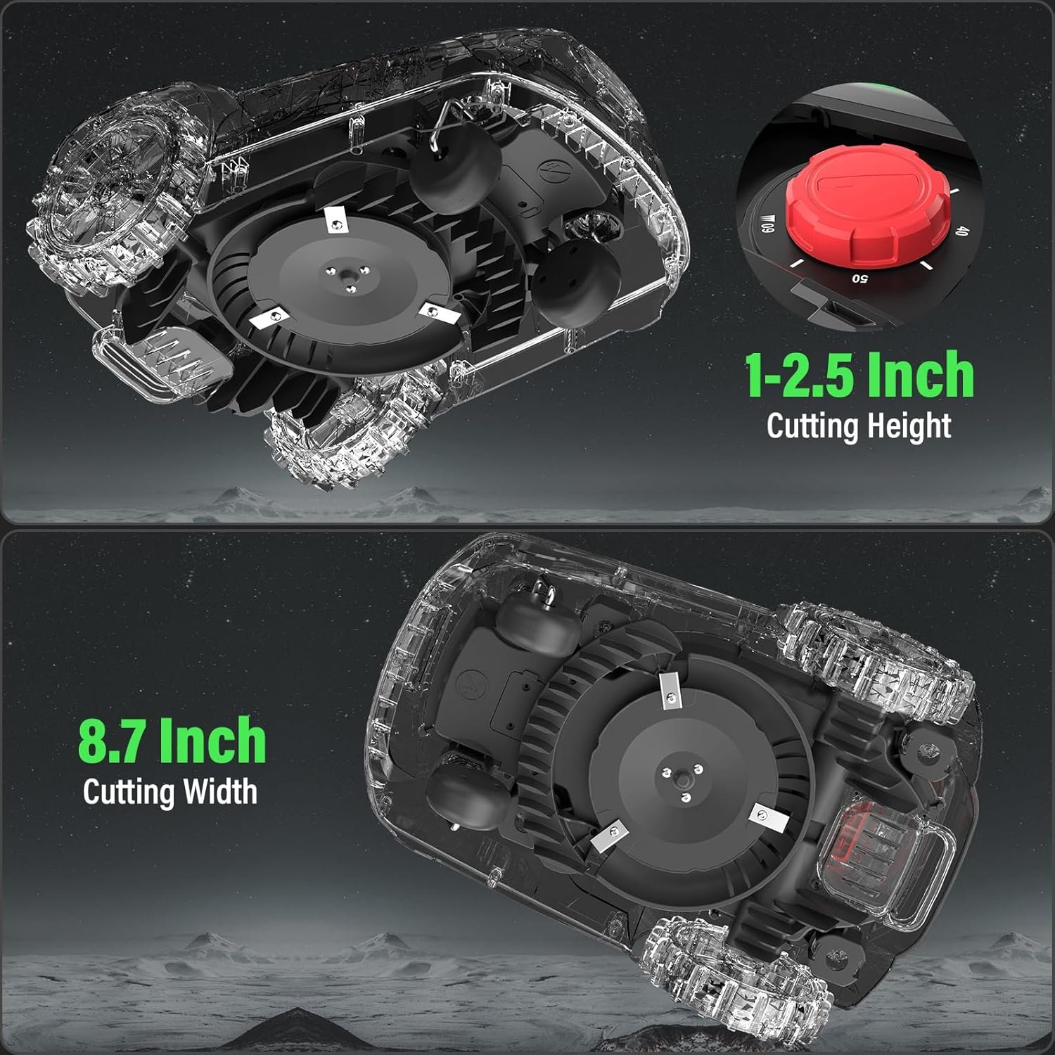 SOYUS Robot Lawn Mower, Automatic Robot Mower APP Controlled with Schedule, Self-Charging, Bluetooth/Wi-Fi Connected Robotic Lawn Mowers, Covers up to 1/3 Acre (15069 sq ft) - Image 6