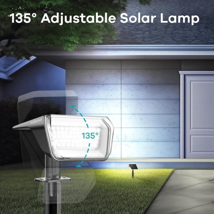 Linkind Solar Spot Lights Outdoor, 60 LEDs Solar Landscape Lights with 30% Conversion Rate and Waterproof IP67, Ideal for Outside, Garden, Yard, Pathway (4 Pack, Cool White) - Image 7